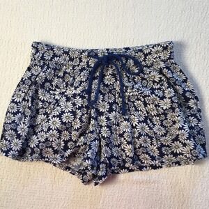 Free People Daisy Floral Shorts Boho Cottage Hippie Navy Blue White Wom XS NEW